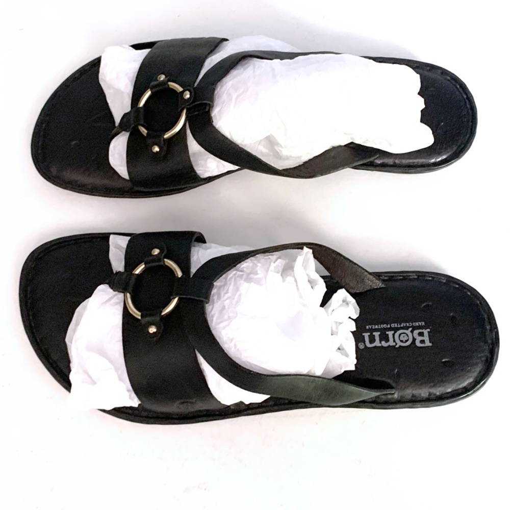 Born Black Leather Thong Sandals - Size 7 - Picture 4 of 7
